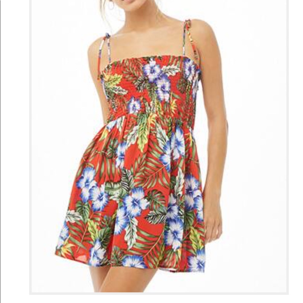 Tropical Floral Print Cami Dress
